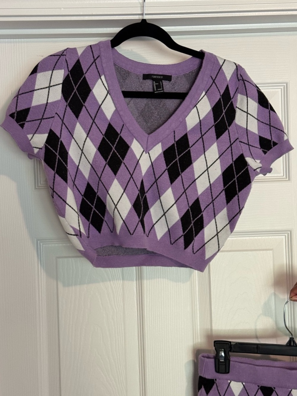Forever 21 Lavender Argyle Crop Top & Mini Skirt Set - Picture 7 of 8